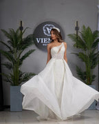 Elegant A-line One Shoulder Sleeveless Appliques Tulle Wedding Dress Woman by misshow.com
