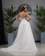 Elegant A-line One Shoulder Sleeveless Appliques Tulle Wedding Dress Woman by misshow.com