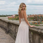 Elegant Beach Wedding Dresses High Slits Tulle Bohemian Lace Applique Robes De Mariee Backless Bridal Gowns Robe De Vestido by payinti