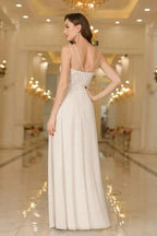Elegant Chiffon Sleevless Evening Dress Scoop Neck Lace Apliques Bridesmaid Dress by misshow.com