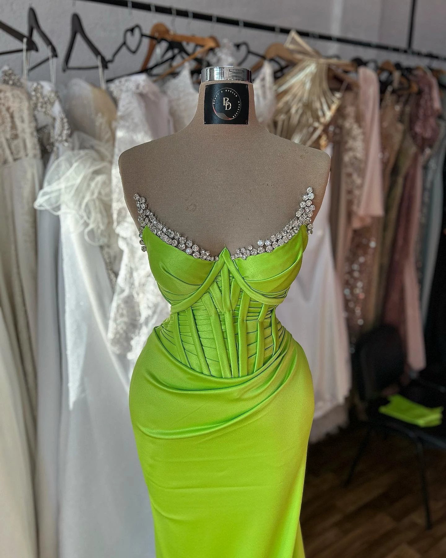 Elegant Column Spaghetti Straps Sleeveless Ruffles Satin Prom Dresses by misshow.com