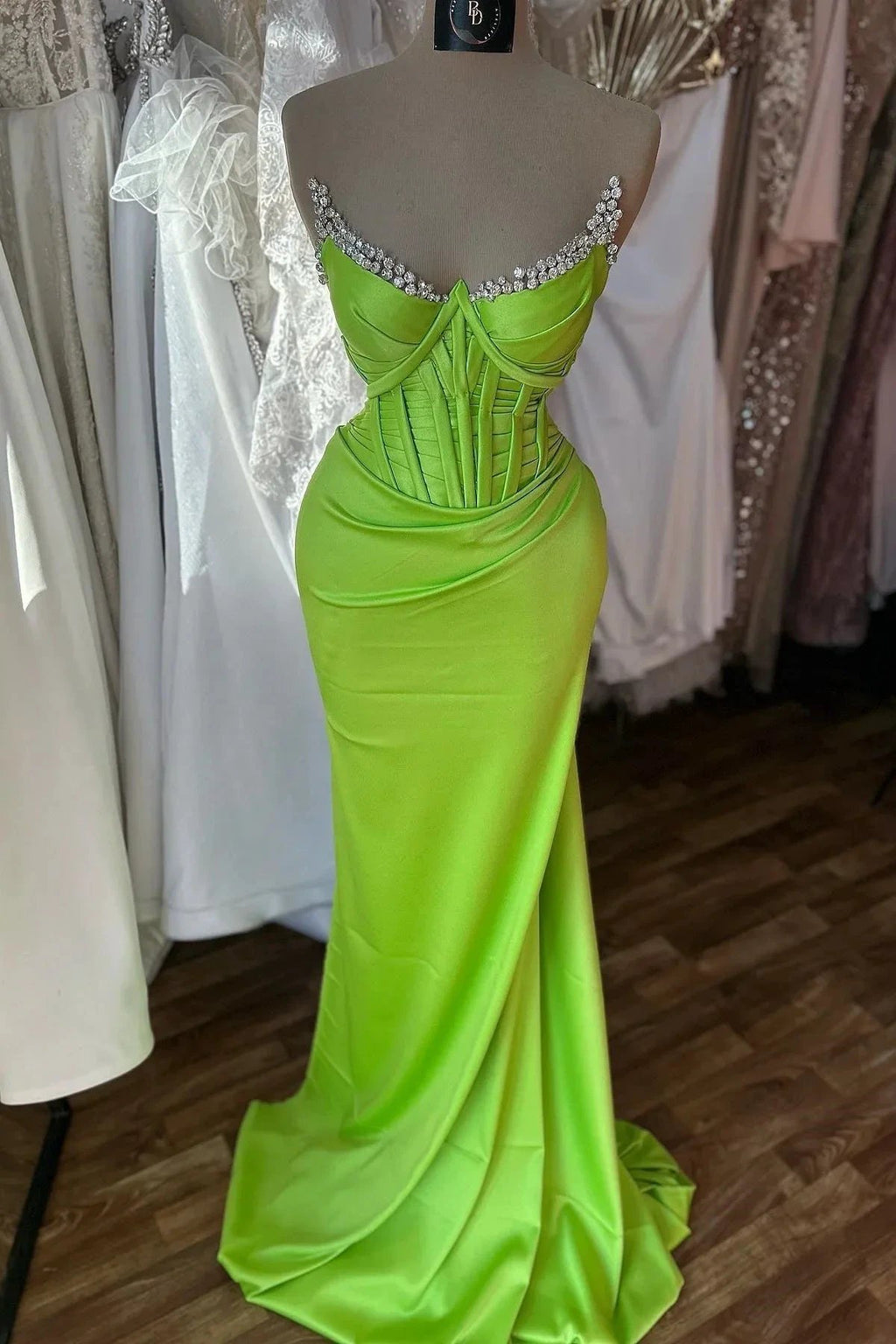 Elegant Column Spaghetti Straps Sleeveless Ruffles Satin Prom Dresses by misshow.com