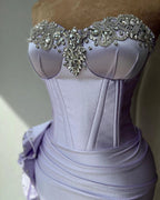 Elegant Column Sweetheart Beadings Ruffles Prom Dress with Split by misshow.com