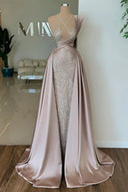 Elegant Long A-line Sequined Lace Sleeveless Satin Prom Dress by misshow.com