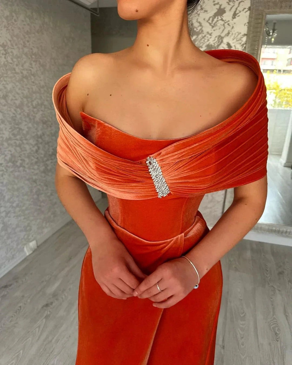 Elegant Long Mermaid One Shoulder Sleeveless Prom Dress With Slit by misshow.com