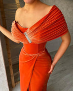 Elegant Long Mermaid One Shoulder Sleeveless Prom Dress With Slit by misshow.com