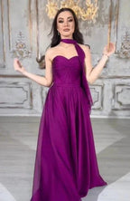 Elegant Long Purple A-line Strapless Laced-up Prom Dress by misshow.com