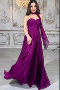 Elegant Long Purple A-line Strapless Laced-up Prom Dress by misshow.com