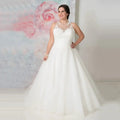 Elegant O-neck Plus Size Wedding Dresses Custom Made See Through Organza Appliqued A-line Bridal Gown Robe de Mariee by payinti