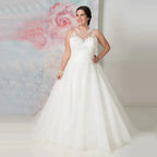 Elegant O-neck Plus Size Wedding Dresses Custom Made See Through Organza Appliqued A-line Bridal Gown Robe de Mariee by payinti