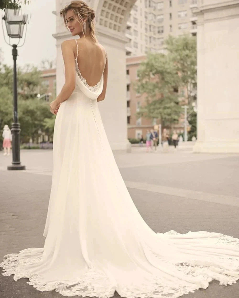 Elegant Off Shoulder Sleeveless Mopping Backless Wedding Dresses For Women Spaghetti Straps Bride Gown Appliques Backless Bridal by payinti