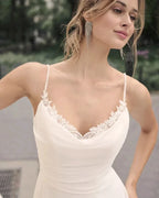 Elegant Off Shoulder Sleeveless Mopping Backless Wedding Dresses For Women Spaghetti Straps Bride Gown Appliques Backless Bridal by payinti
