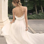 Elegant Off Shoulder Sleeveless Mopping Backless Wedding Dresses For Women Spaghetti Straps Bride Gown Appliques Backless Bridal by payinti