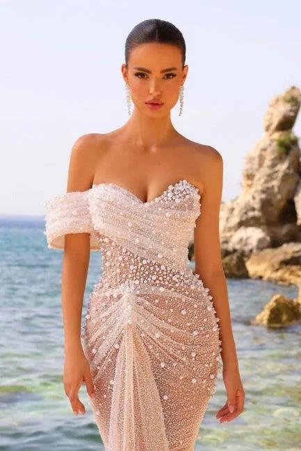 Elegant One Shoulder Sweetheart Mermaid Wedding Dress by misshow.com