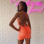 Elegant Short Orange Spaghetti Straps Sexy Sleeveless Homecoming Dress by misshow.com