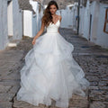 Elegant Spaghetti Straps Ball Gown Wedding Dresses Backless Robe de Mariage Delicate Beaded Ruffles Bridal Gown by payinti