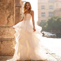 Elegant Sweetheart Wedding Dresses 2024 Applique Flowers Sleeveless Illusion Back Tiered Ball Gowns Court Train Vestido De Novia by payinti