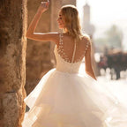 Elegant Sweetheart Wedding Dresses 2024 Applique Flowers Sleeveless Illusion Back Tiered Ball Gowns Court Train Vestido De Novia by payinti