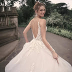Elegant Wedding Dresses For Woman Popular Summer A-line V-Neck Sleeveless Appliques Open Back Vestidos De Novia by payinti