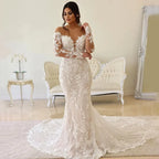 Elegant Wedding Dresses For Women Sweetheart Long Sleeves Bridal Gowns Lace Appliques Backless Robes Vestidos De Novia 2023