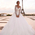 Elegant Wedding Dresses With Embroidery Princess Ball Gowns Sweetheart Full Sleeve Simplicity Back Button Vestido De Novia Robe by payinti
