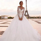 Elegant Wedding Dresses With Embroidery Princess Ball Gowns Sweetheart Full Sleeve Simplicity Back Button Vestido De Novia Robe by payinti