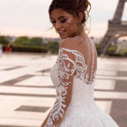 Elegant Wedding Dresses With Embroidery Princess Ball Gowns Sweetheart Full Sleeve Simplicity Back Button Vestido De Novia Robe by payinti
