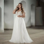 Elegant White V-neck Half Sleeve Bridal Gown Lace Applique Plus Size Floor-Length Wedding Dress for Women vestidos de novia by payinti