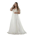 Elegant White V-neck Half Sleeve Bridal Gown Lace Applique Plus Size Floor-Length Wedding Dress for Women vestidos de novia by payinti