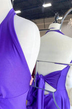 Elegant Halter Purple Long Prom Dress SYP120 by vivymakudress