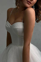 Elegant A-Line Spaghetti Straps Sweetheart Tulle Wedding Dress WD647 by pgmdress