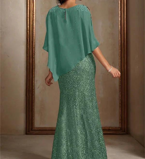 Chiffon Scoop Floor-Length Mother of the Bride Pantsuits with Beading Sequins by Dreamylily