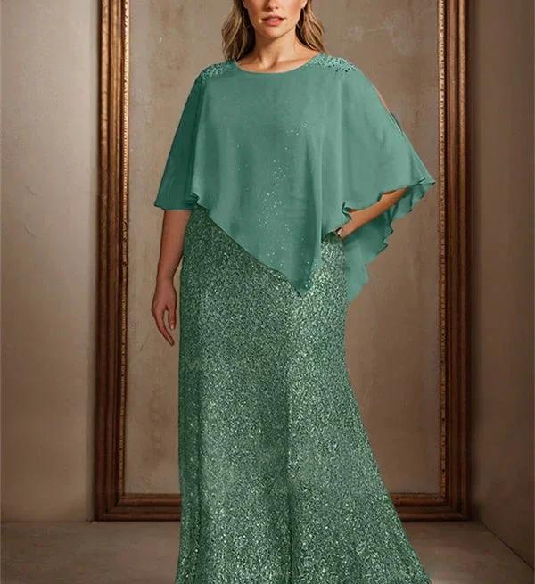 Chiffon Scoop Floor-Length Mother of the Bride Pantsuits with Beading Sequins by Dreamylily