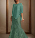 Chiffon Scoop Floor-Length Mother of the Bride Pantsuits with Beading Sequins by Dreamylily
