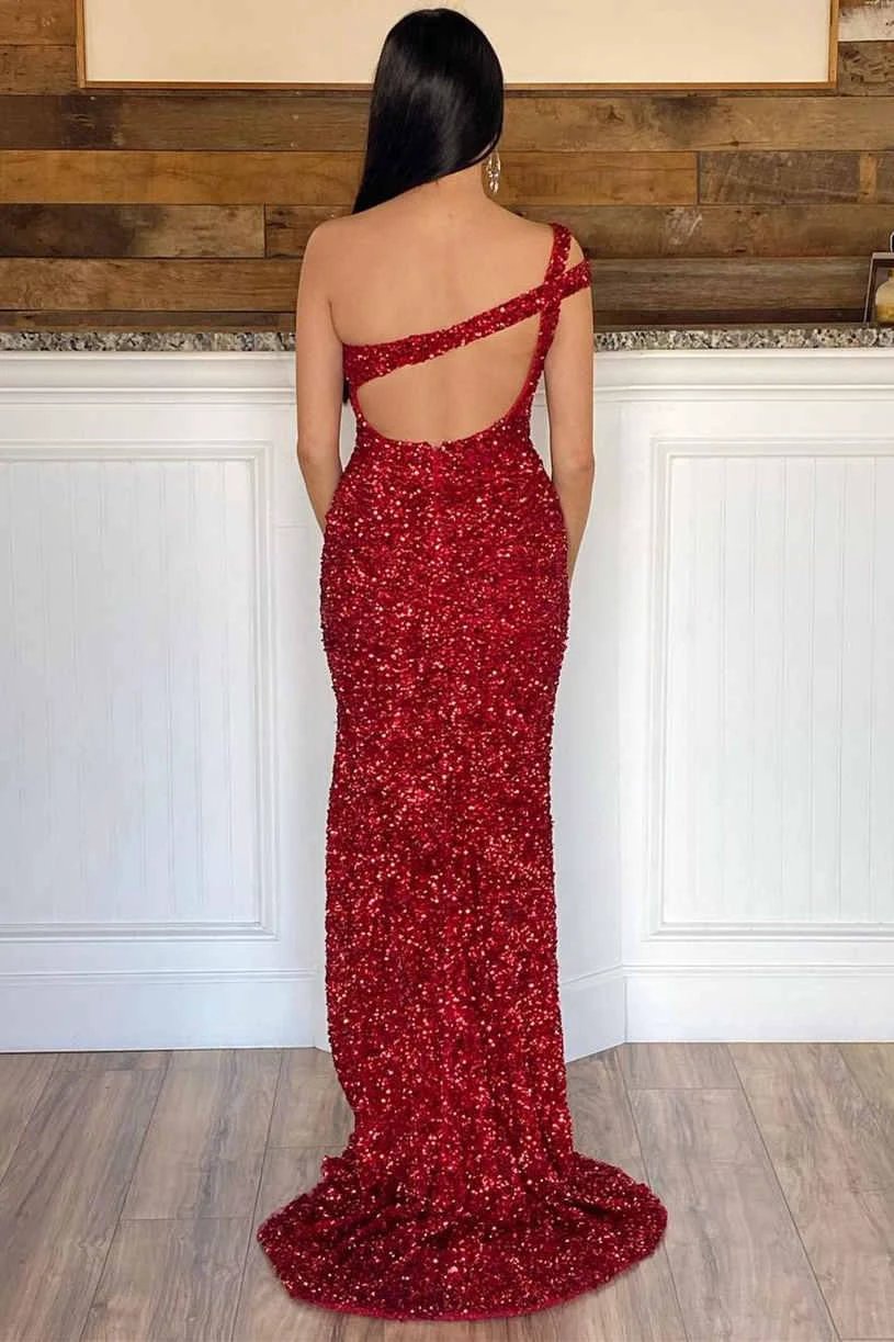 One Strap Prom Dress with Slit SYP115 by vivymakudress