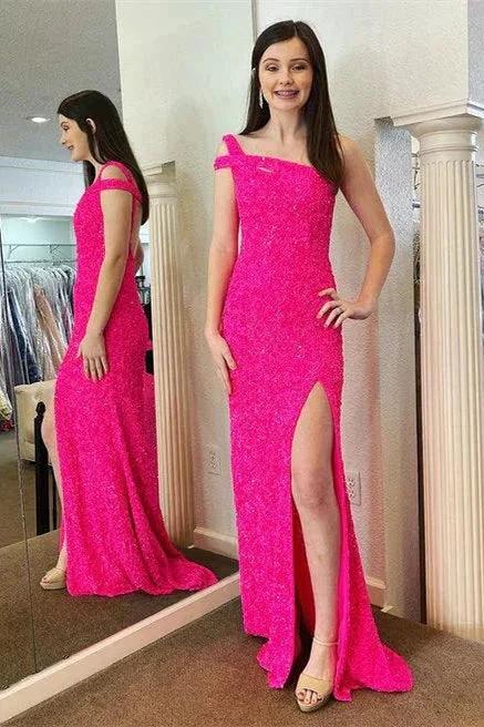 One Strap Prom Dress with Slit SYP115 by vivymakudress