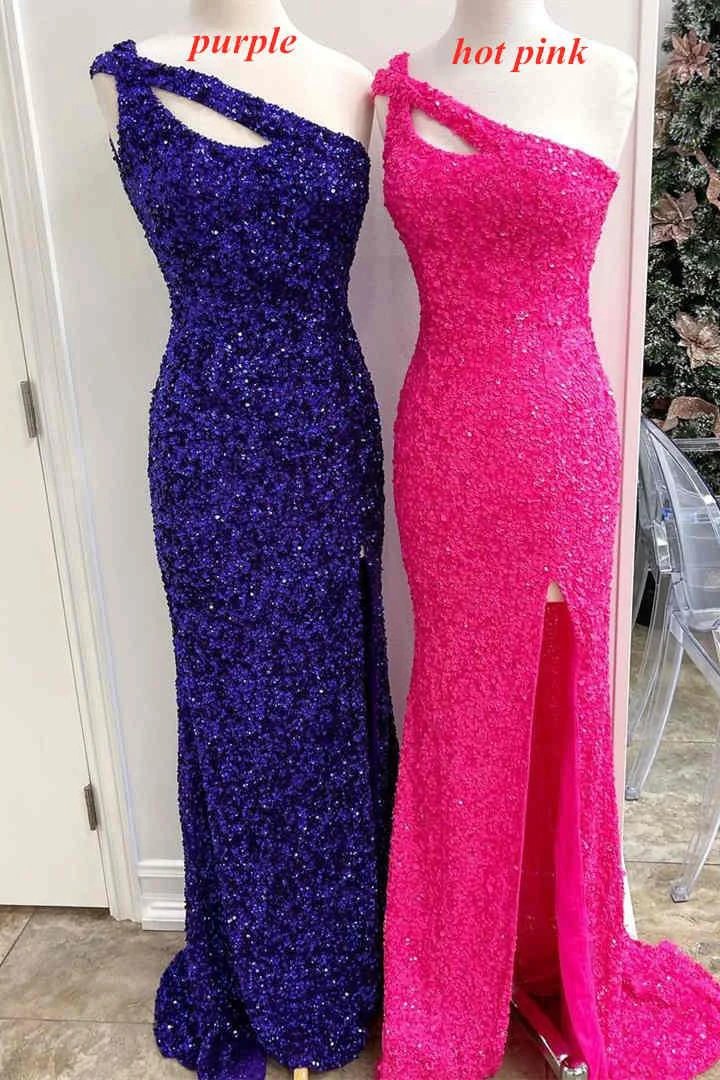 One Strap Prom Dress with Slit SYP115 by vivymakudress