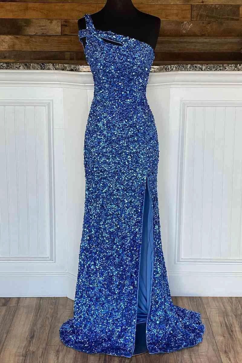 One Strap Prom Dress with Slit SYP115 by vivymakudress