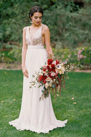 Elegante vestido de dama de honor con escote en V y lazo en la espalda abierta BD112