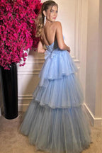 Elegant Tiered Tulle Sweetheart Neckline A-line Long Prom Dresses PSK390 by pgmdress