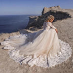 Elegent Travel Vestidos De Novia Appliques Vestido De Noiva Long Sleeves Wedding Dresses Lace Robe De Mariée