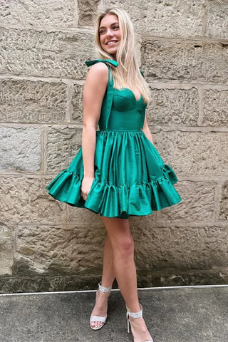 A-Linie Sweetheart Rüschen Homecoming Kleid mit Schleife Trägern SYH104