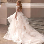 Exquisite Lace Mermaid Mopping Wedding Dresses New V-Neck Tulle Bridal Gown For Women With For Women Made Robe Customize