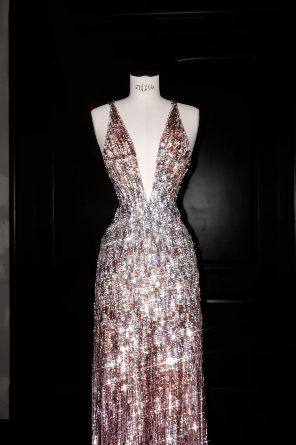 Luxury Deep V Sequin Backless Long Evening Dress Formal Prom Dress Y8683 by simplepromdress