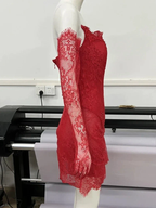 Red Lace Mini Homecoming Dress Red Party Gown Y7387 by simplepromdress