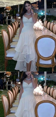 Schlichtes weißes Abendkleid in A-Linie, charmantes Abendkleid Y591