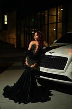Sexy Lace Applique Prom Dress Black Mermaid Evening Dress Y6497 by simplepromdress