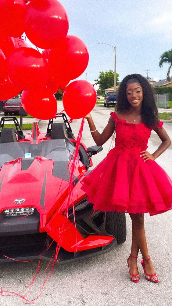 Off The Shoulder Short Homecoming Dress Cute Party Dress Y499 Main Image