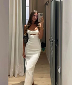 White Spaghetti Straps Long Evening Dress Formal Dress Y7201 by simplepromdress