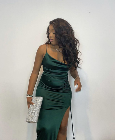 Elegante vestido de noche largo verde esmeralda, vestido formal verde esmeralda Y2177